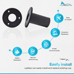 Marine City Removable 1-Inch Hook Ladder Cup Mount – Easy Install (2 Pack)