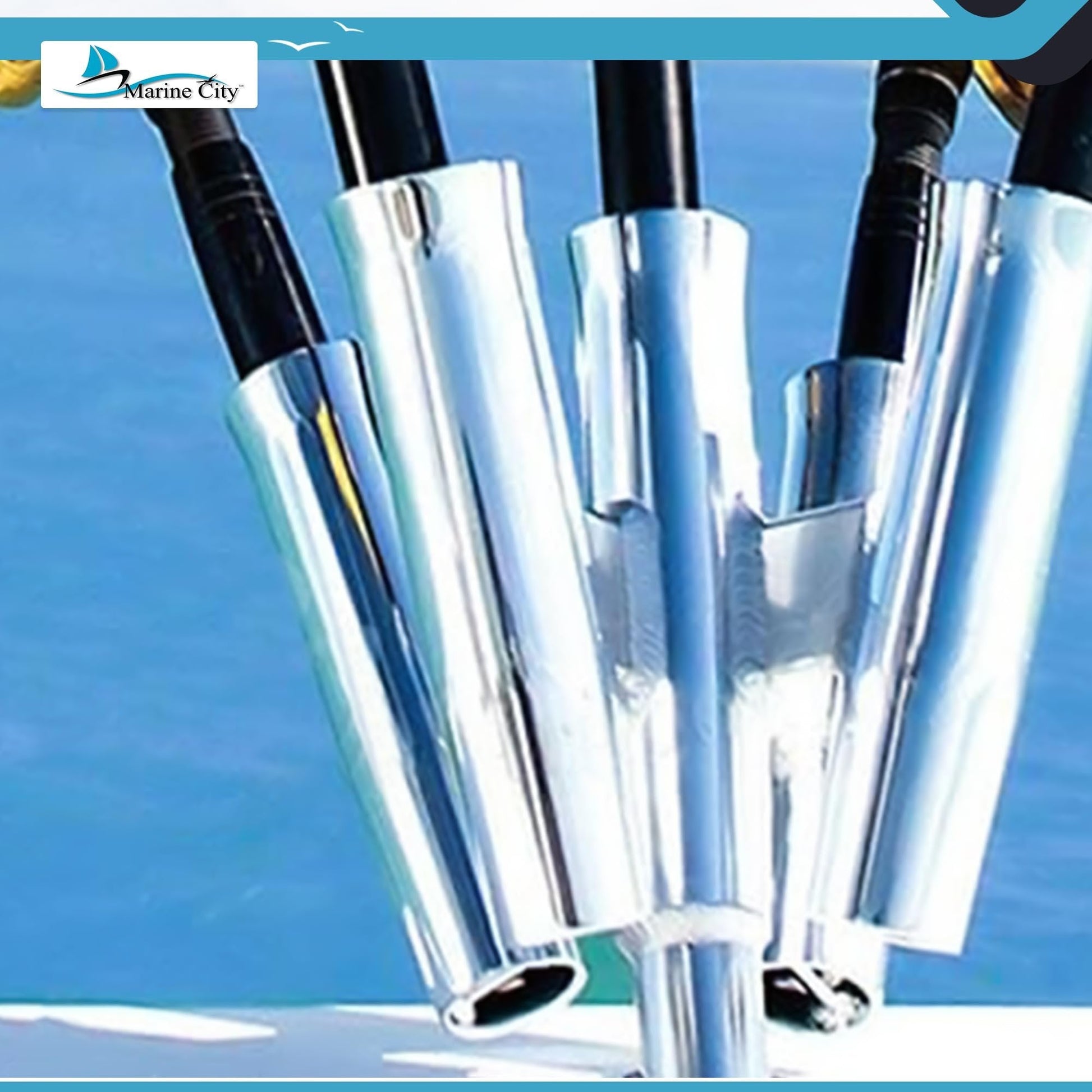 MARINE CITY Adjustable Fishing Rod Holder – Aluminum Flared Weld On (Pack of 2) Marine City Hardware
