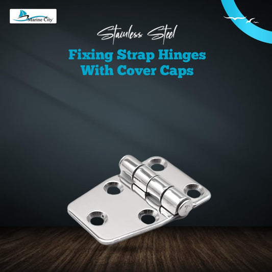 Marine City Stainless Steel 5-Point Fixing Short Sided Strap Hinges with Cover Cap Marine CIty