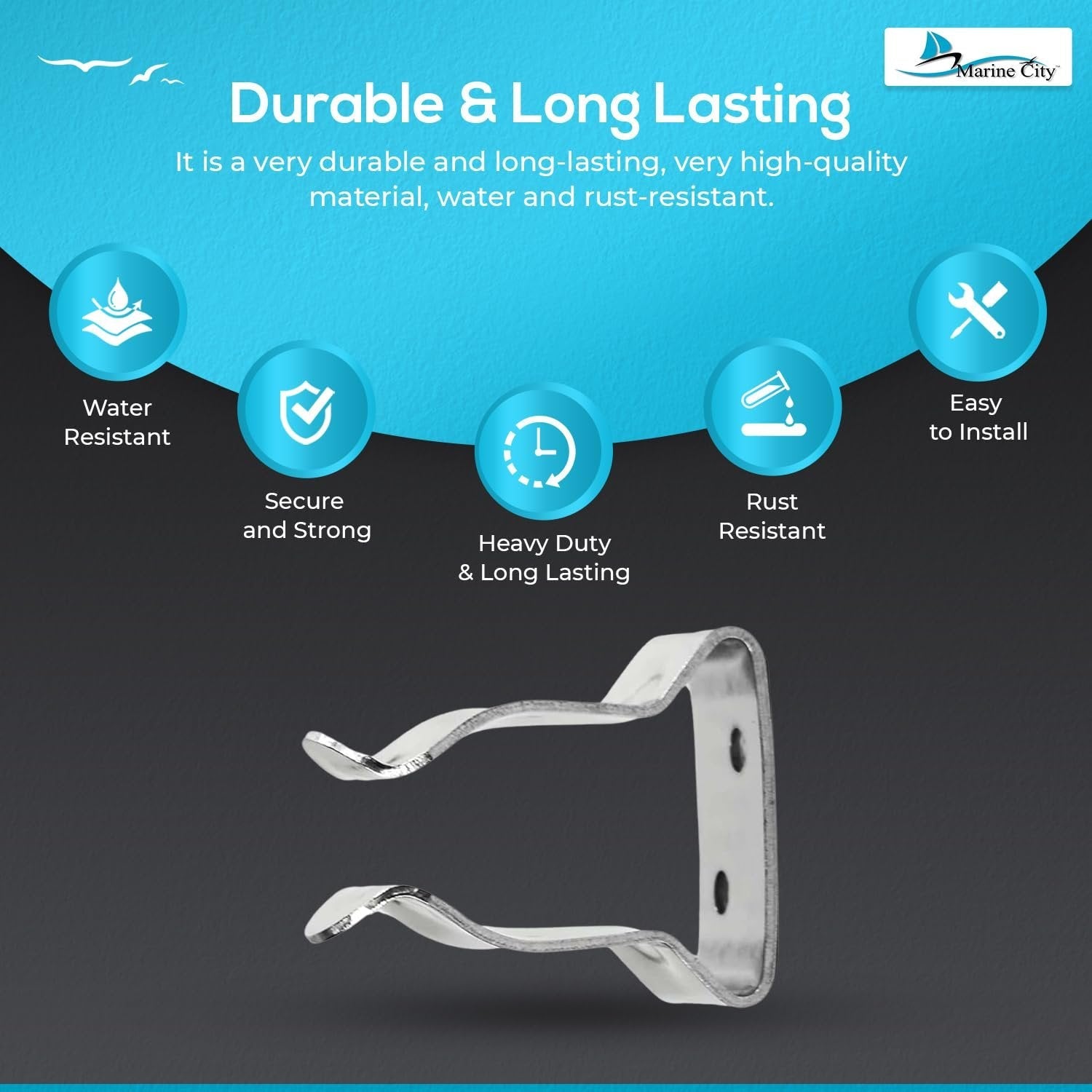 MARINE CITY Stainless Steel Storage Clips – Hook & Spring Clamp (Pack of 2) Marine City