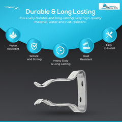 Marine City un par de clips de almacenamiento de uso general de acero inoxidable/soportes de abrazadera de resorte de gancho (5/8 pulgadas a 1 pulgada)