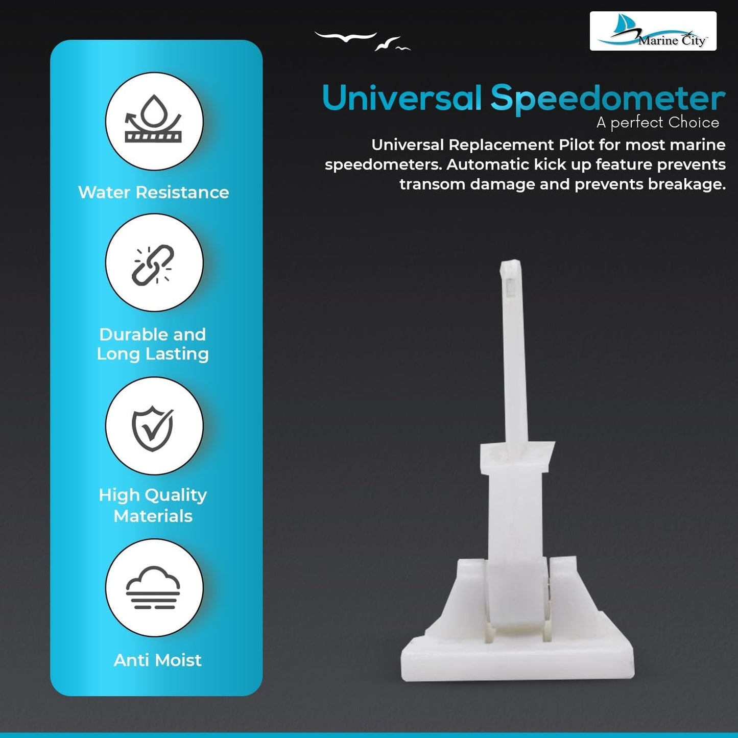 Marine City Universal Speedometer Kick-Up Pitot Tube – Automatic Kick-Up MARINE CITY