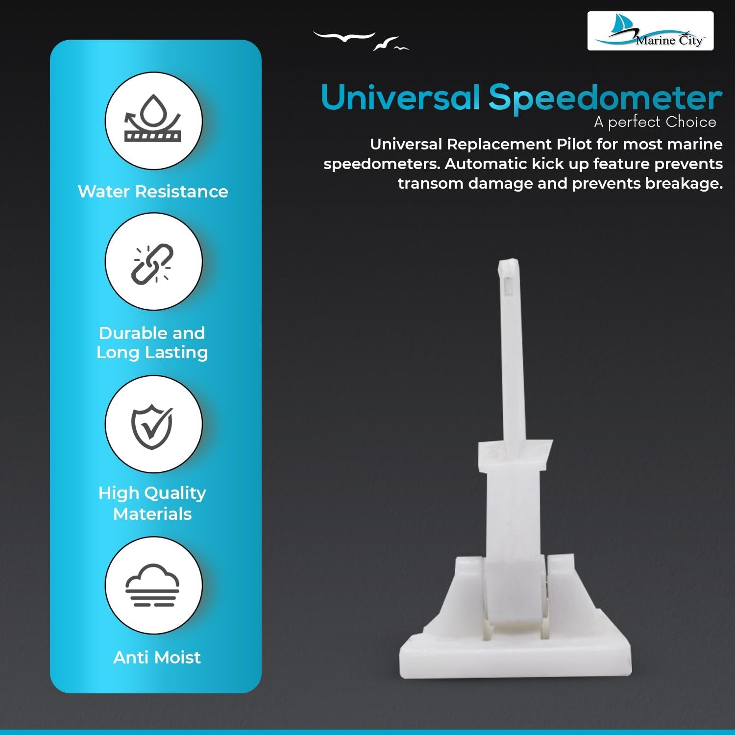 Marine City Universal Speedometer Kick-Up Pitot Tube – Automatic Kick-Up MARINE CITY