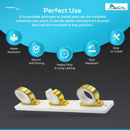 Marine City 3-Rod Reel Fishing Rod Storage Hanger Rack – Aluminum Bright Gold