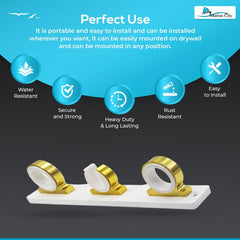 Marine City 3-Rod Reel Fishing Rod Storage Hanger Rack – Aluminum Bright Gold