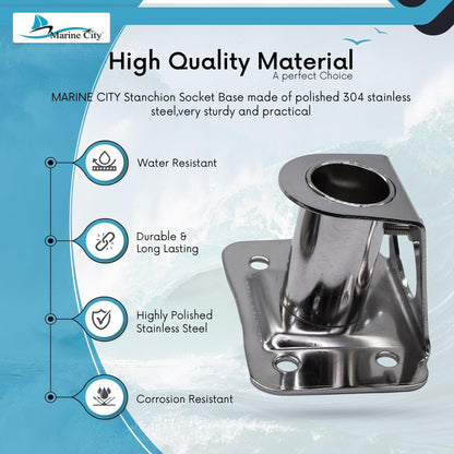Bases de enchufe para puntal de yate Marine City, 84 grados, para tubo de Ø 1"(25 mm)-6°, ángulo de cubierta inclinado