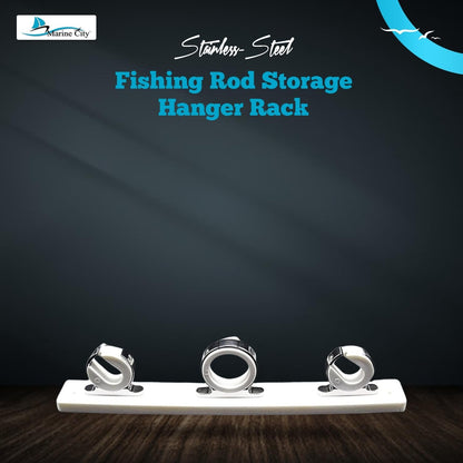 Marine City 3-Rod Reel Fishing Rod Storage Hanger Rack – 316 Stainless Steel Marine City
