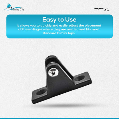 Marine City 2 Pcs Boat Bimini Top Nylon Black 80 Degree Deck Hinge Marine City Hardware