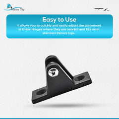 Marine City 2 Pcs Boat Bimini Top Nylon Black 80 Degree Deck Hinge