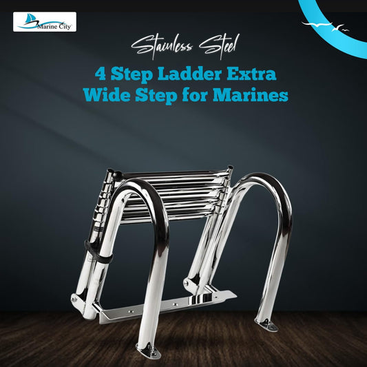 MARINE CITY 4-Step Telescoping Boat Ladder – 304 Stainless Steel, Heavy-Duty