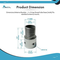 Marine City 1-Inch Tube Mount Antenna Base – 304 Stainless Steel for Boats