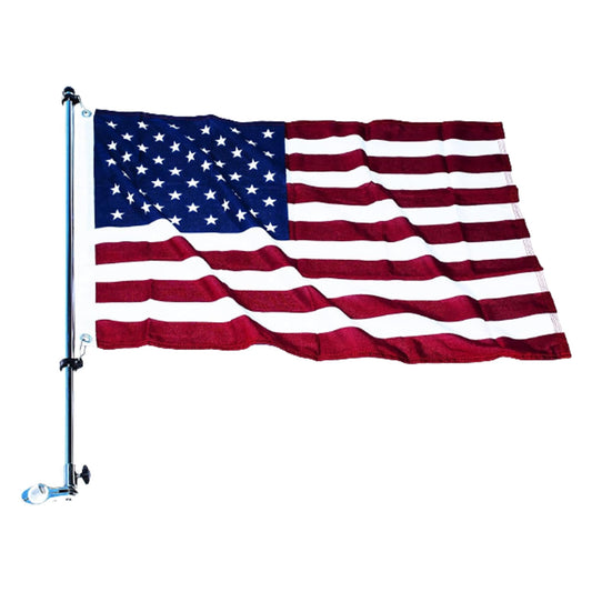Marine City 32-Inch Flag Pole with 20x30” US Flag 304 Stainless Steel Rail Base