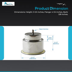 MARINE CITY Portavasos/bebidas empotrado de acero inoxidable 304 con tubo de drenaje de 3/8