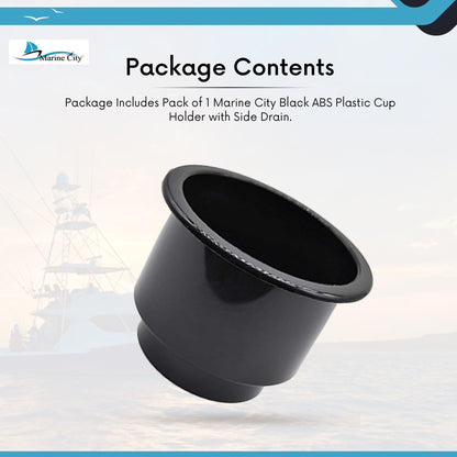 MARINE CITY Portavasos/bebidas de plástico negro con orificio de drenaje desplazado (1 PC)