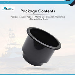 MARINE CITY Portavasos/bebidas de plástico negro con orificio de drenaje desplazado (1 PC)