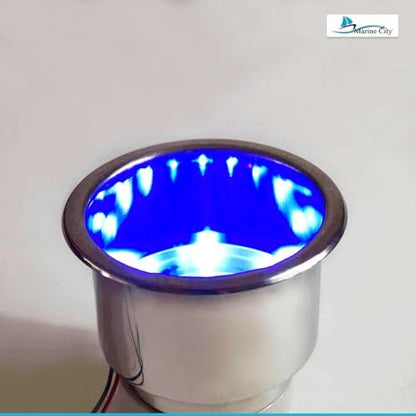 Marine City Great Marine Portavasos de acero inoxidable con drenaje -8 LED azules