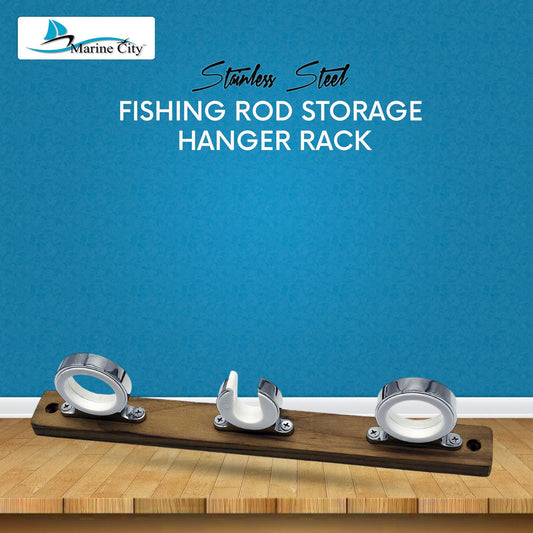 Marine City 3-Rod Reel Fishing Rod Storage Hanger Rack – 316 Stainless Steel