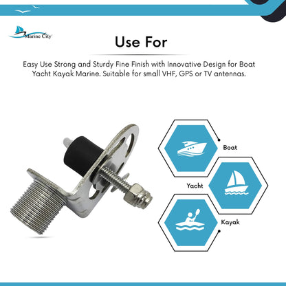 Marine City Rail Mount Antenna Bracket – 304 Stainless Steel with Nylon Clamp
