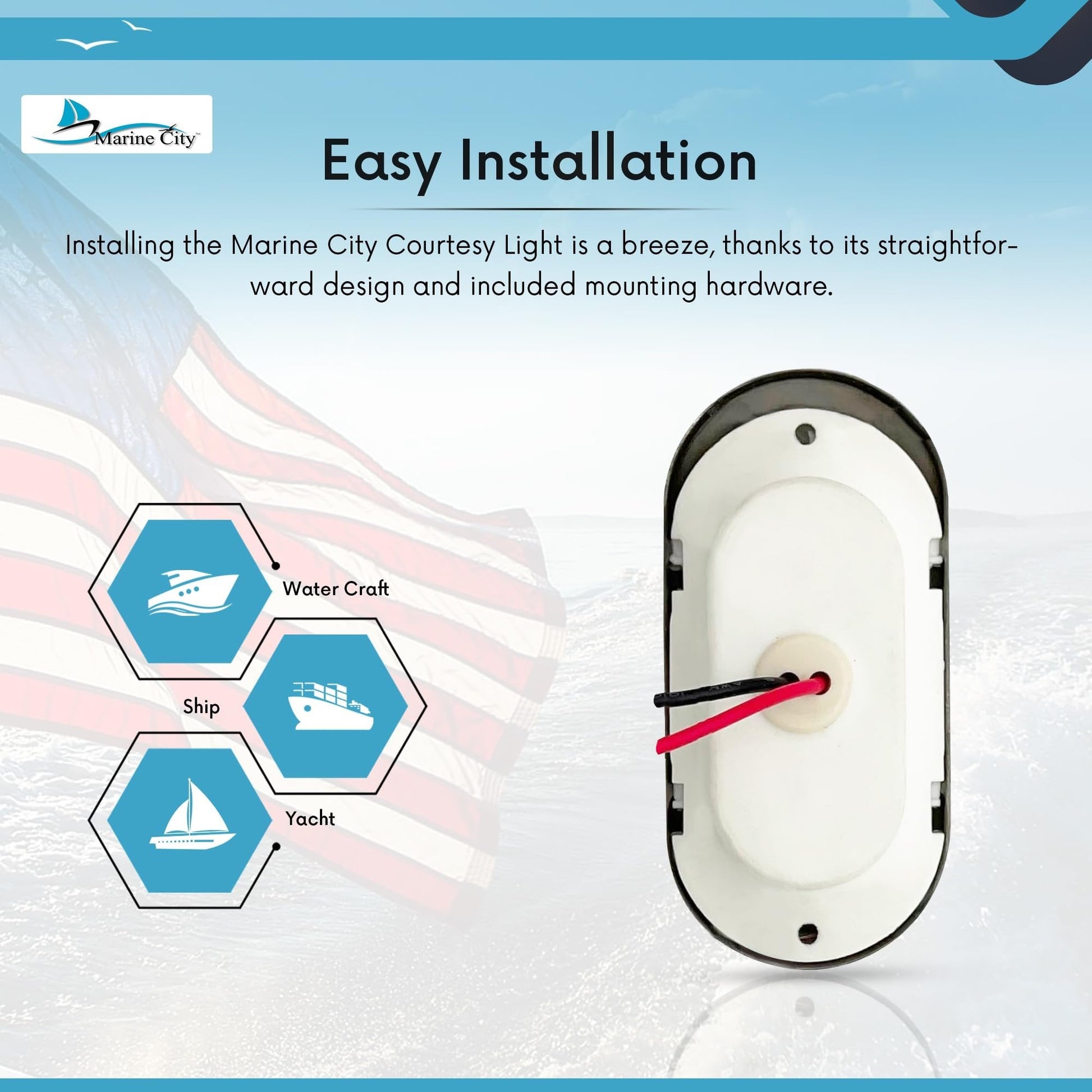 MARINE CITY IP66 LED Oval Courtesy Light – 12V 1.5W, Stainless Steel, Waterproof MARINE CITY