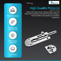 Marine City Barrel Bolt Door Latch – 316 Stainless Steel, Large, Slide Lock