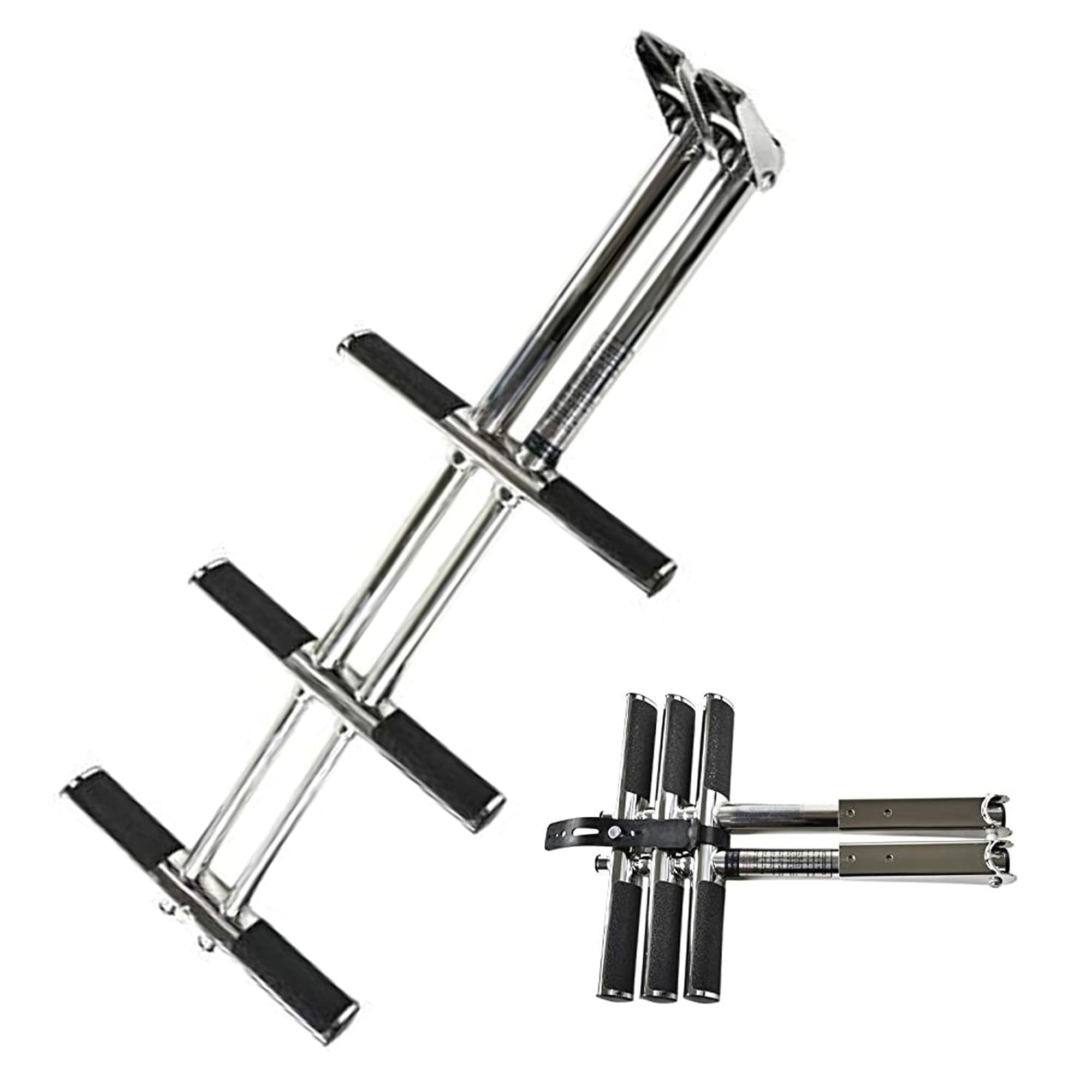 Marine City Escalera telescópica de montaje en plataforma deportiva de 3 escalones para barco