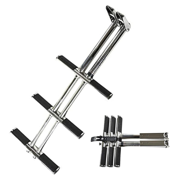 Marine City Escalera telescópica de montaje en plataforma deportiva de 3 escalones para barco