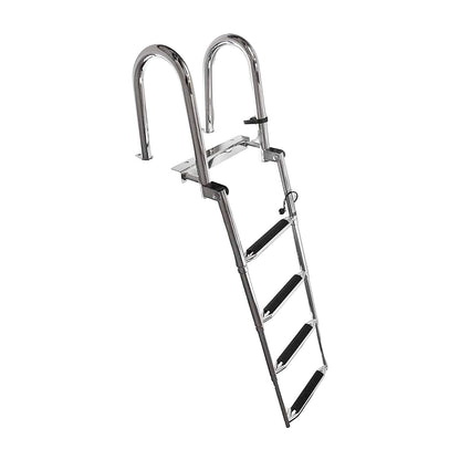 Escalera telescópica de 4 escalones con espejo de popa de acero inoxidable de Marine City