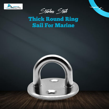 Marine City Thick Ring Round Sail Shade Pad Eye Plate – Stainless Steel (Small) Marine City