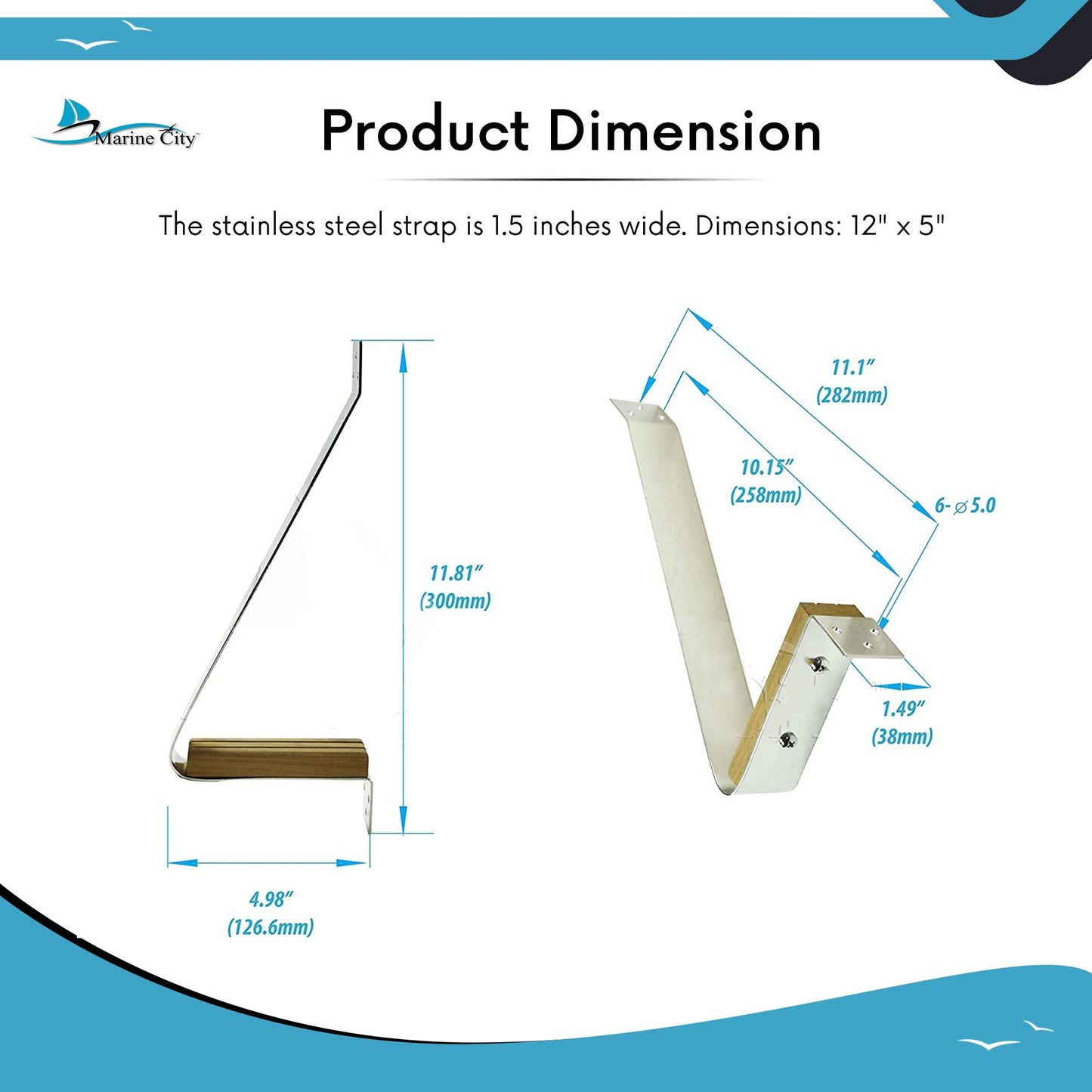 Peldaños de mástil de acero inoxidable/teca para velero Marine City