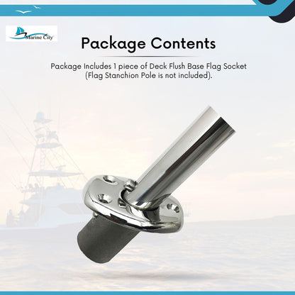MARINE CITY Deck Flush Base Flag Socket – 316 Stainless Steel, Fits 20 mm Poles Marine City