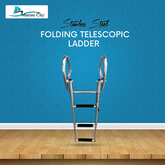 Marine City 3-Step Folding Telescoping Boat Ladder – 304 Stainless Steel