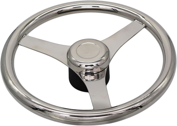 MARINE CITY 13-1/2" Marine Grade Stainless Steel Sports Steering Wheel