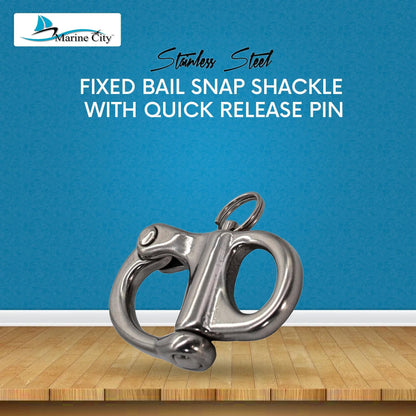 Marine City 316 Stainless Steel Fixed Bail Snap Shackle – Quick Release Pin MARINE CITY