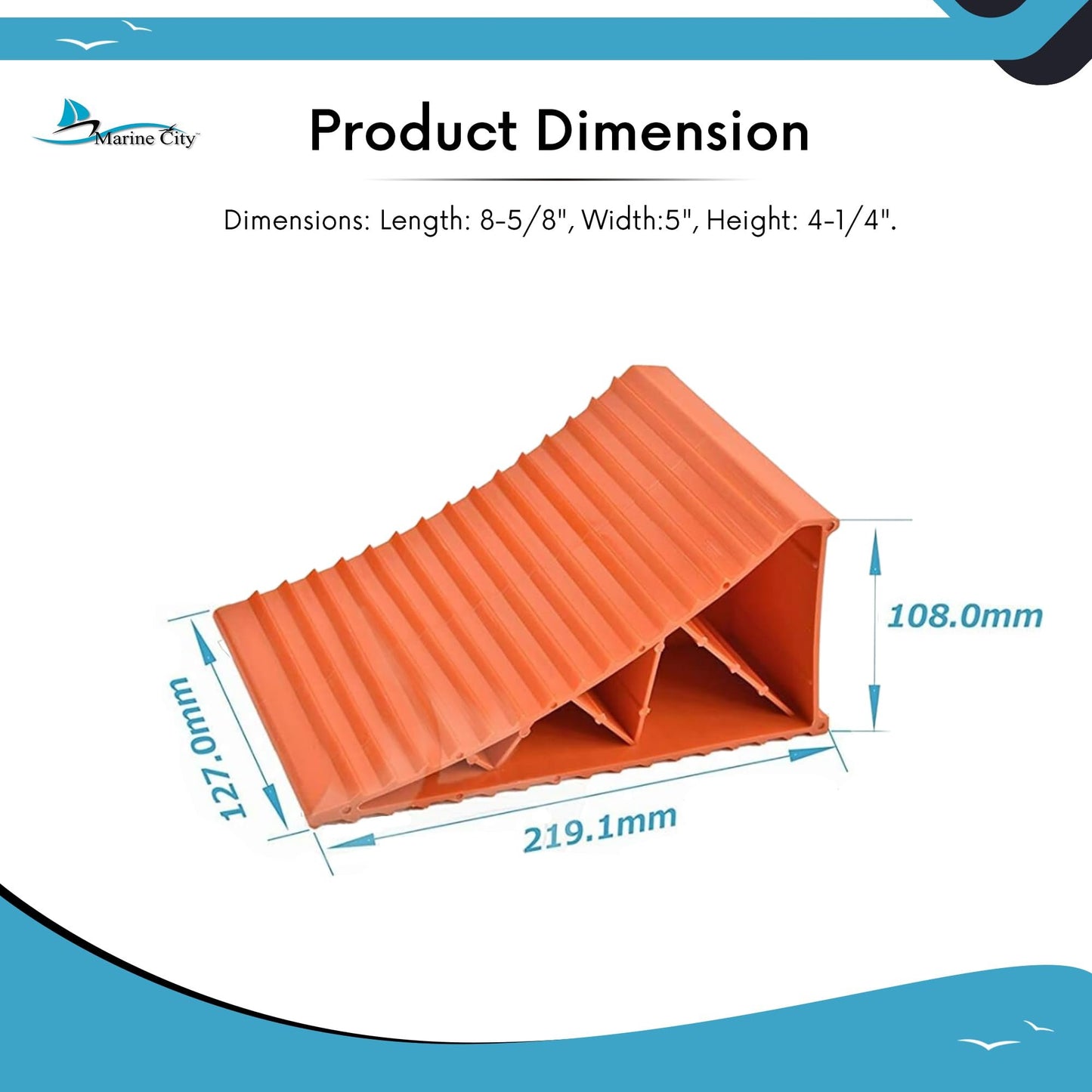 MARINE CITY Orange Plastic Wheel Chocks – Fits Tires up to 20” (Pack of 2)