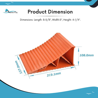 MARINE CITY Orange Plastic Wheel Chocks – Fits Tires up to 20” (Pack of 2)