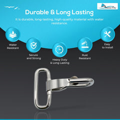Marine City Stainless Steel Rectangular Buckle with Snap Hook – 2.1” Heavy-Duty