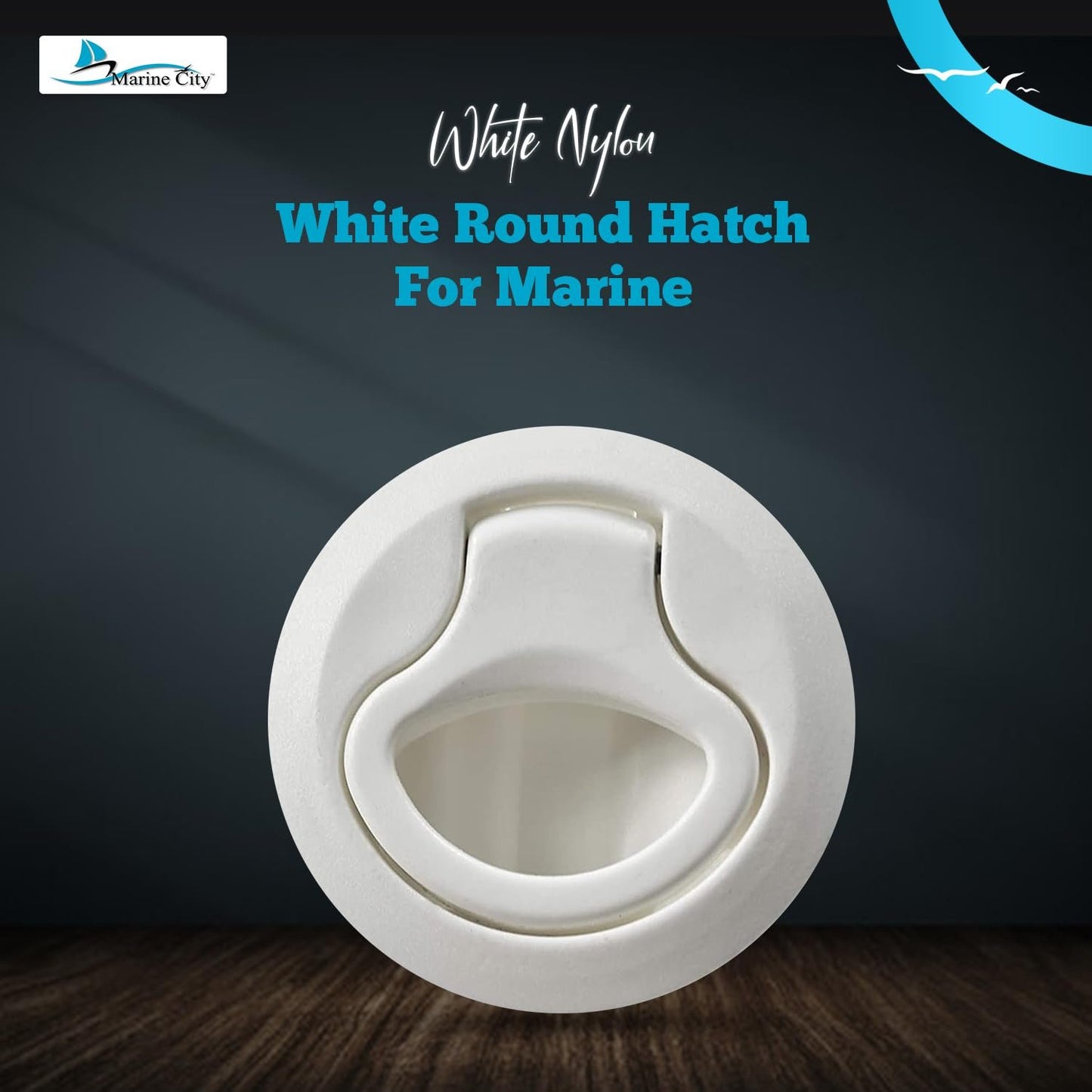 Marine City 2-2/5" Nylon White Round Hatch Flush Pull Stem Latch