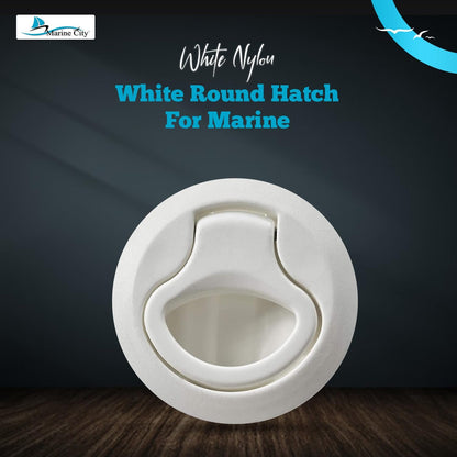 Marine City 2-2/5" Nylon White Round Hatch Flush Pull Stem Latch