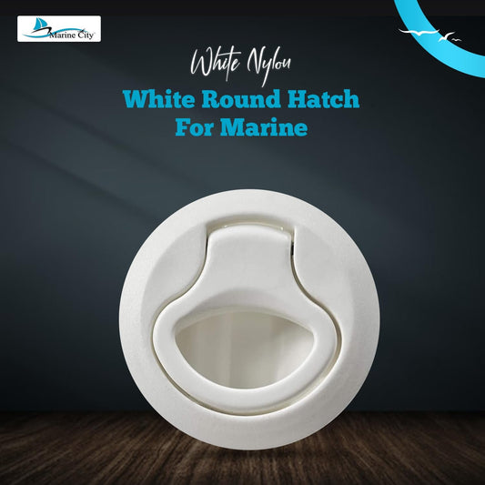 Marine City 2-2/5" Nylon White Round Hatch Flush Pull Stem Latch