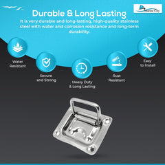 Marine City 304 Stainless Steel Hatch Lift Handle Ring Pull – 3” x 2-1/4”