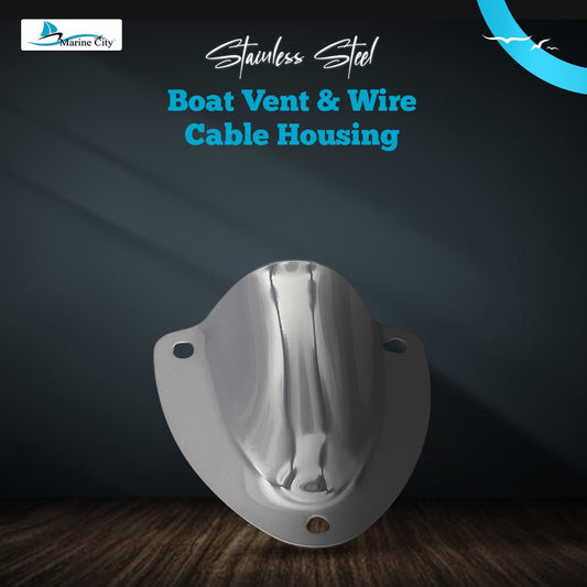 Marine City Midget Clamshell Vent Wire Cable Cover – 304 Stainless Steel (2 Pcs)