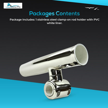 Marine City Adjustable Fishing Rod Holder – 304 Stainless Steel Clamp-On