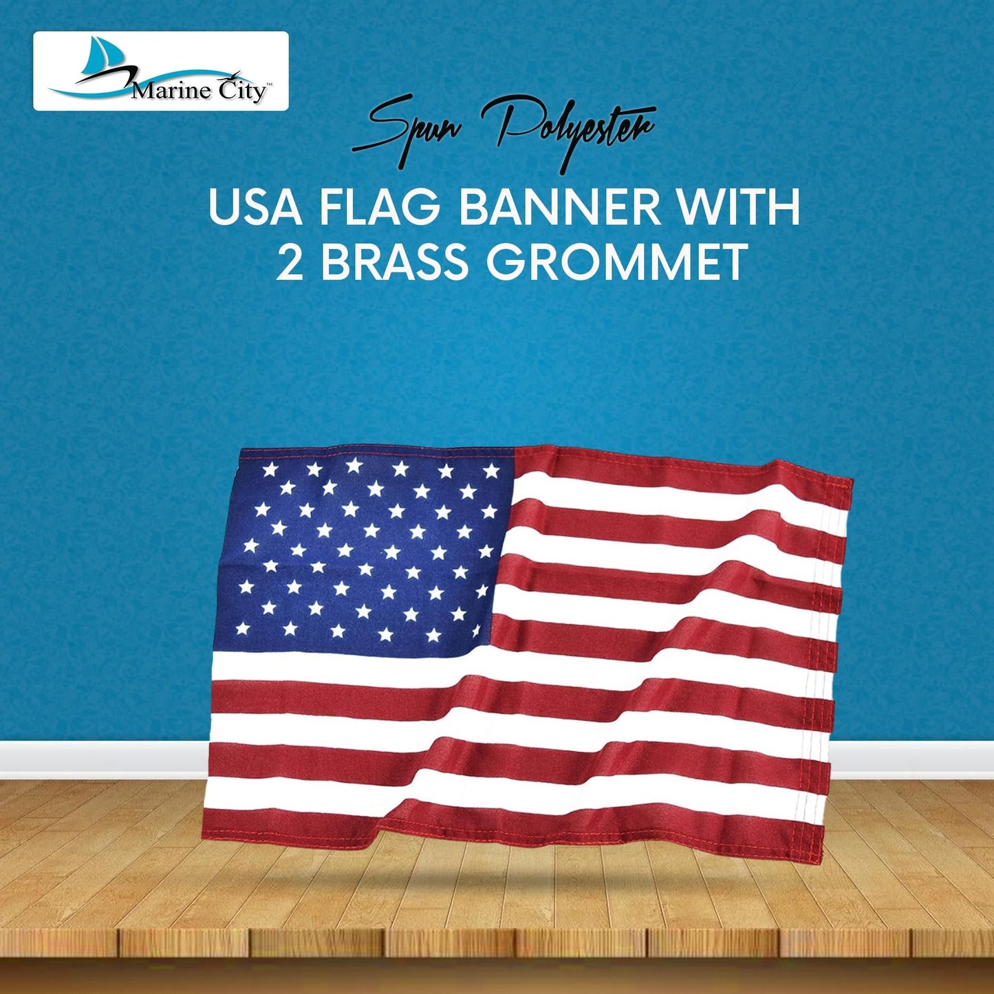 Marine City American Flag for Boats – 15 x 25 Inches Polyester, Wind-Resistant MARINE CITY