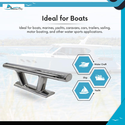 Marine City - Taco de amarre de acero inoxidable 316 resistente de 10.0 in con base curvada para barco marino, caravana, coche, remolque, vela
