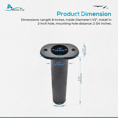 Soporte para caña de pescar, montaje empotrado de plástico negro de 90 grados (1 unidad)