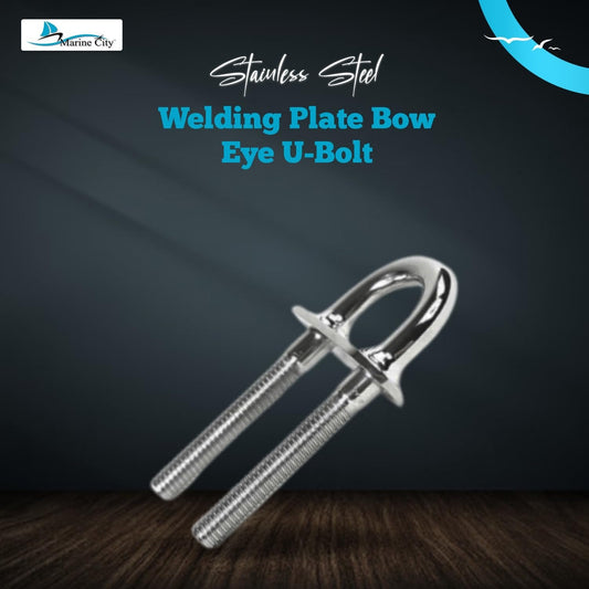 Marine City 3/8" Bow Eye U-Bolt with Welding Plate–304 Stainless Steel 5" Length Marine City