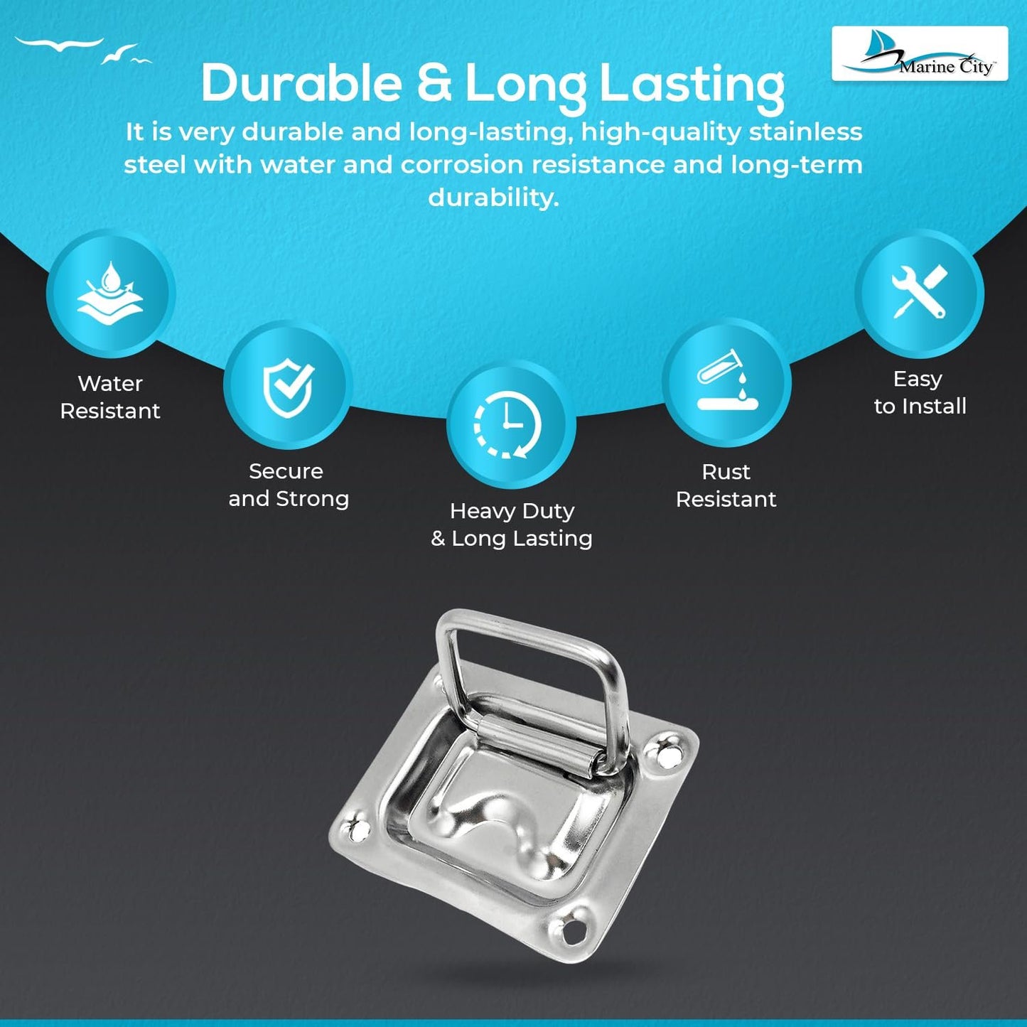 Marine City 304 Stainless Steel Hatch Lift Handle Ring Pull – 3” x 2-1/4”(2 Pcs)