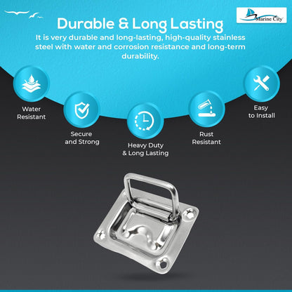 Marine City 304 Stainless Steel Hatch Lift Handle Ring Pull – 3” x 2-1/4”(2 Pcs)