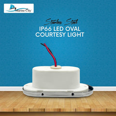 MARINE CITY 24V 1.5W 304 Grade Stainless Steel Waterproof IP66 LED Oval Courtesy Light in Soft White