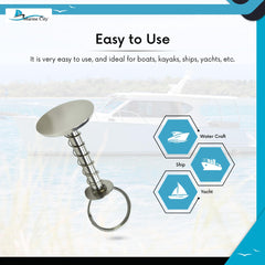 Marine City Hatch Cover Pull Handle with Spring Pin – 304 Stainless Steel